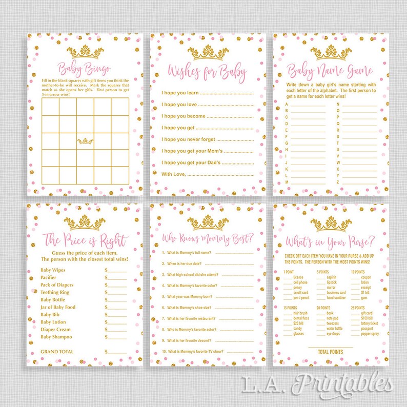 Princess Baby Shower Games Package Six Baby Girl Shower Games Etsy Princess Baby Shower Games Package Six Baby Girl Shower Games Etsy