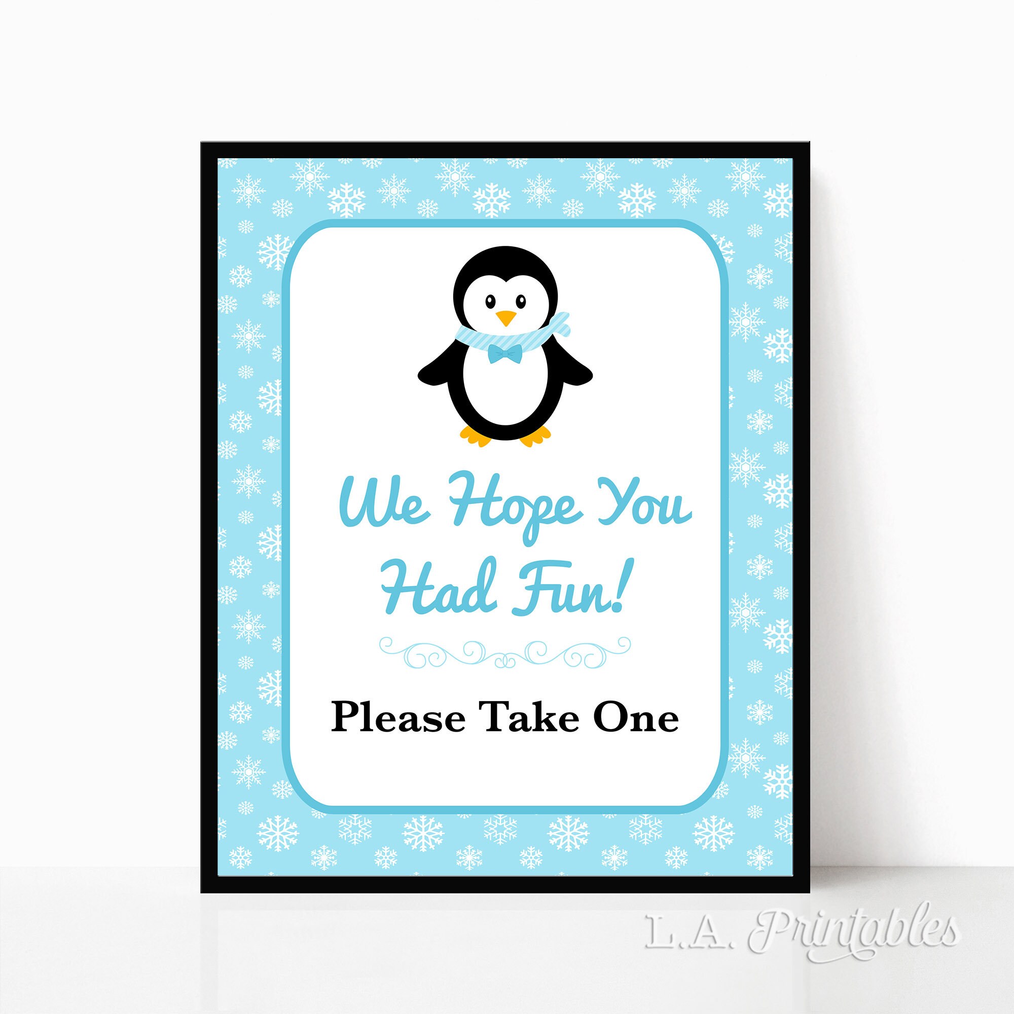 We Hope You Had Fun Please Take One Favor Sign Blue Penguin | Etsy