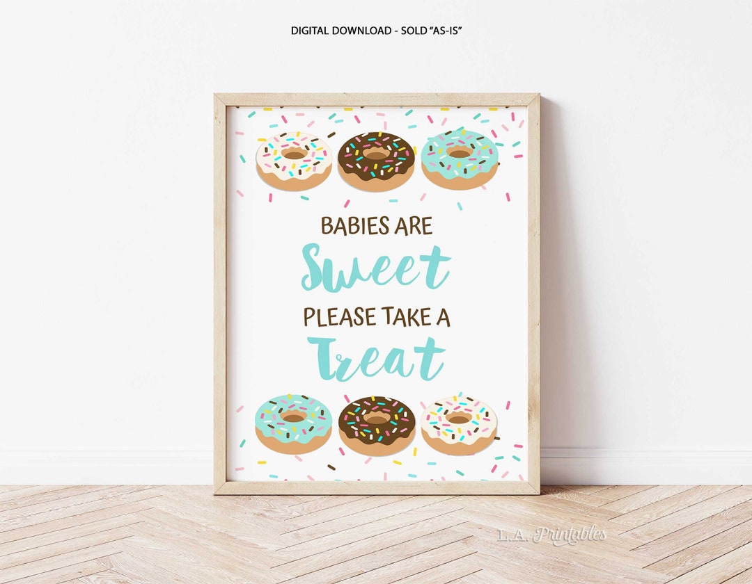 Donut Leave Without a Treat Party Sign, Mint Donut Sprinkle Birthday ...