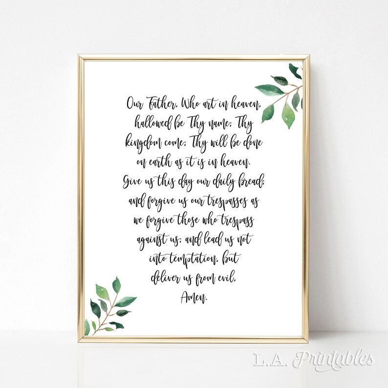 our father prayer art print our father who art in heaven