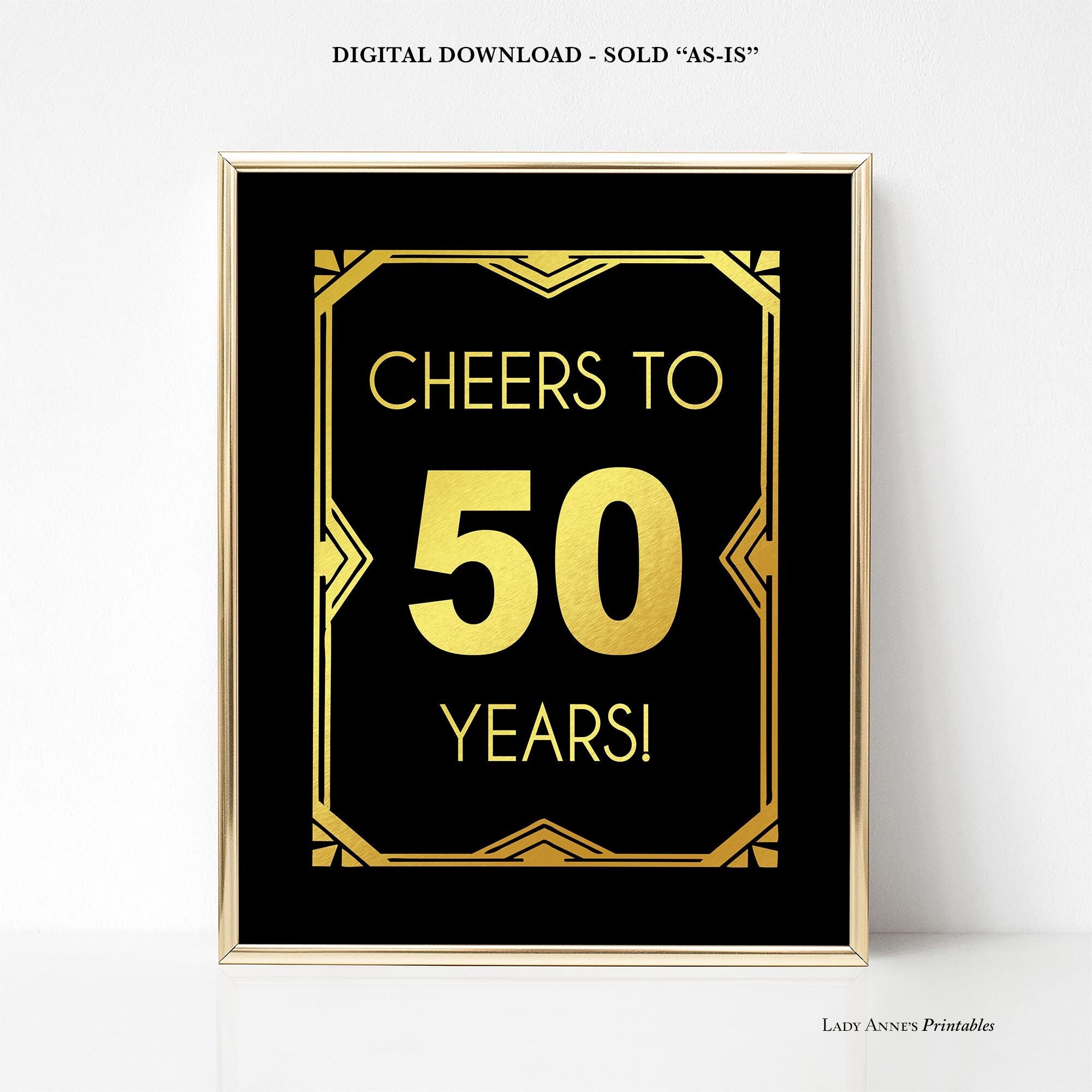 Birthday sign - Happy 50th birthday. Hollywood birthday party decorations,  50 year old birthday, Gatsby roaring 20s party supplies, art deco