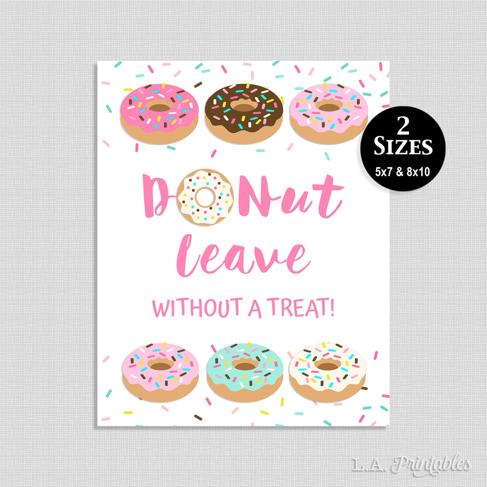 Donut Leave Without a Treat Party Sign Pink Donut Birthday - Etsy