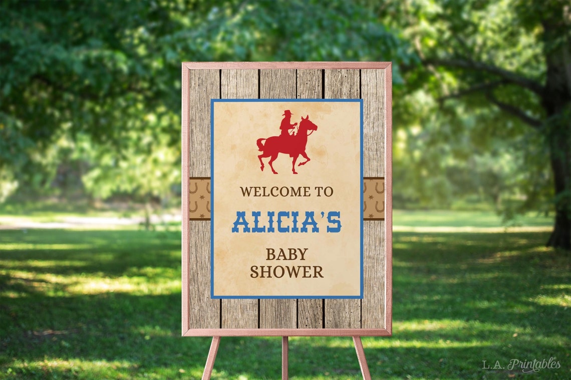 EDITABLE Cowboy Welcome Sign Template Western Style Baby | Etsy
