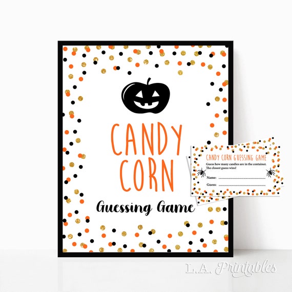 Halloween Candy Corn Guessing Game Orange Black & Gold