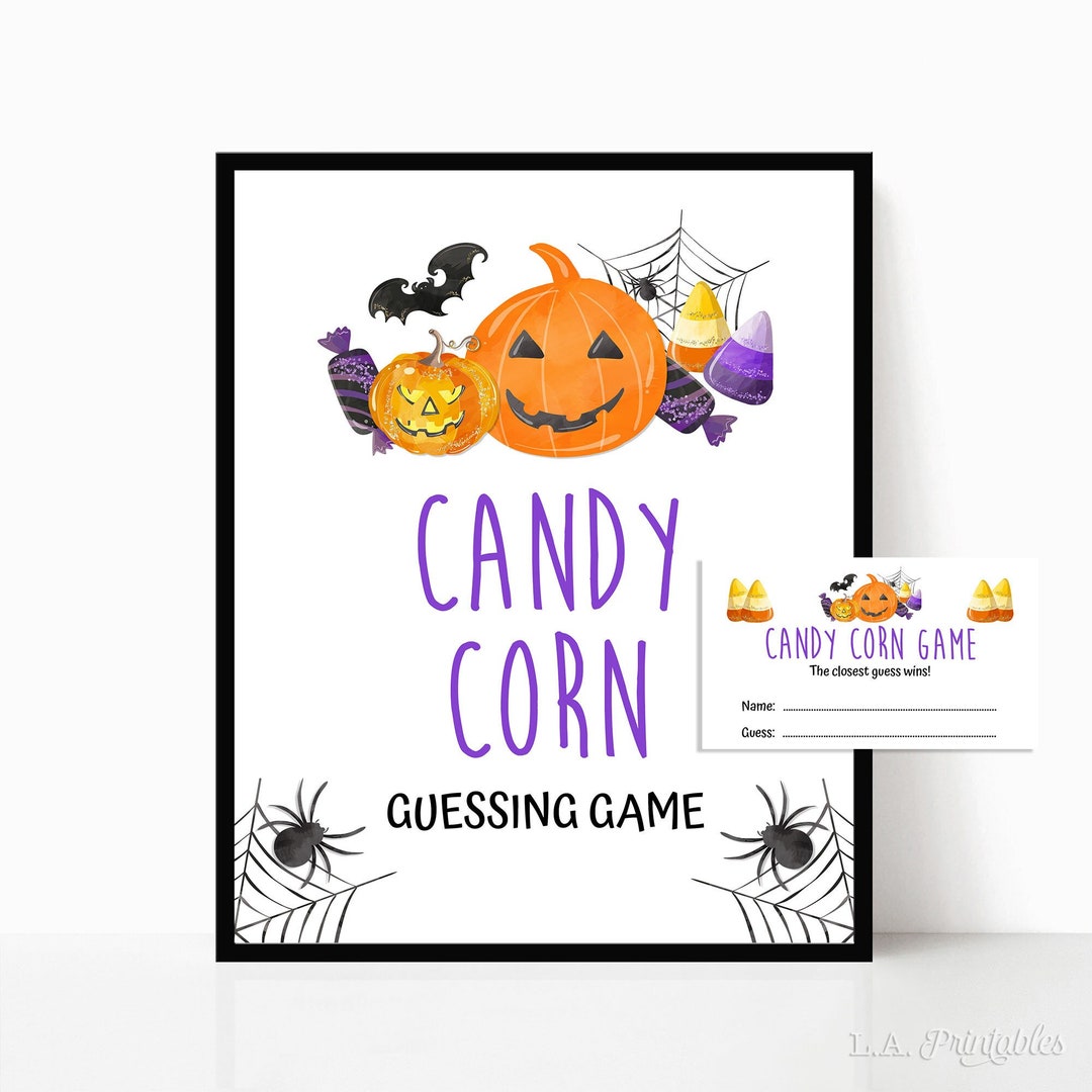 Halloween Candy Corn Guessing Game Purple & Orange Spooky