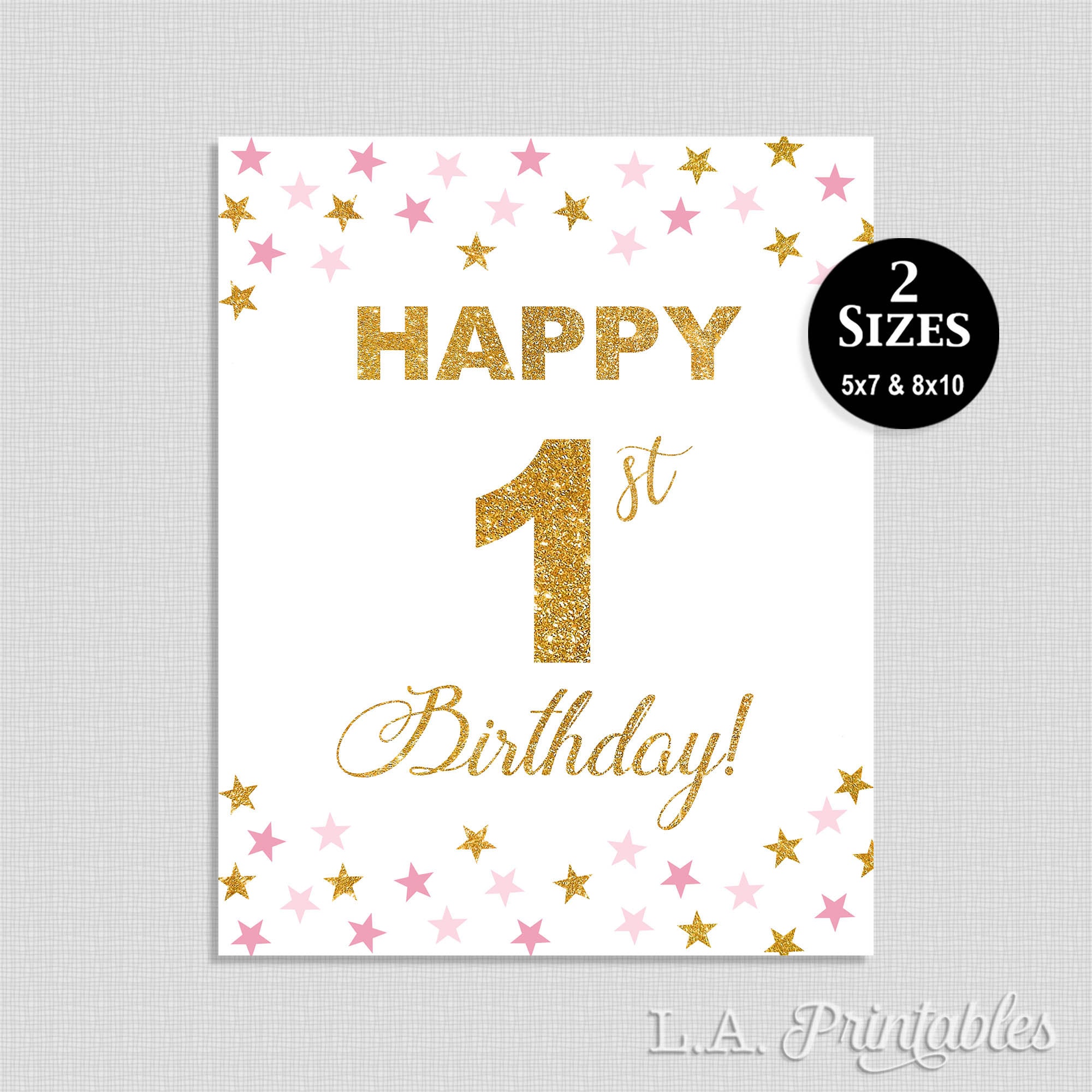 Happy 1st Birthday Party Sign First Birthday Printable Sign | Etsy