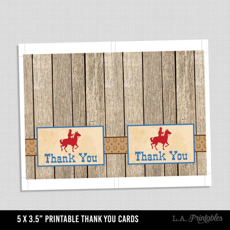 Cowboy Thank You Printable Card Cowboy Baby Shower Cowboy - Etsy