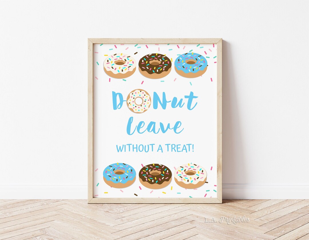 Donut Leave Without a Treat Party Sign Blue Donut Birthday - Etsy