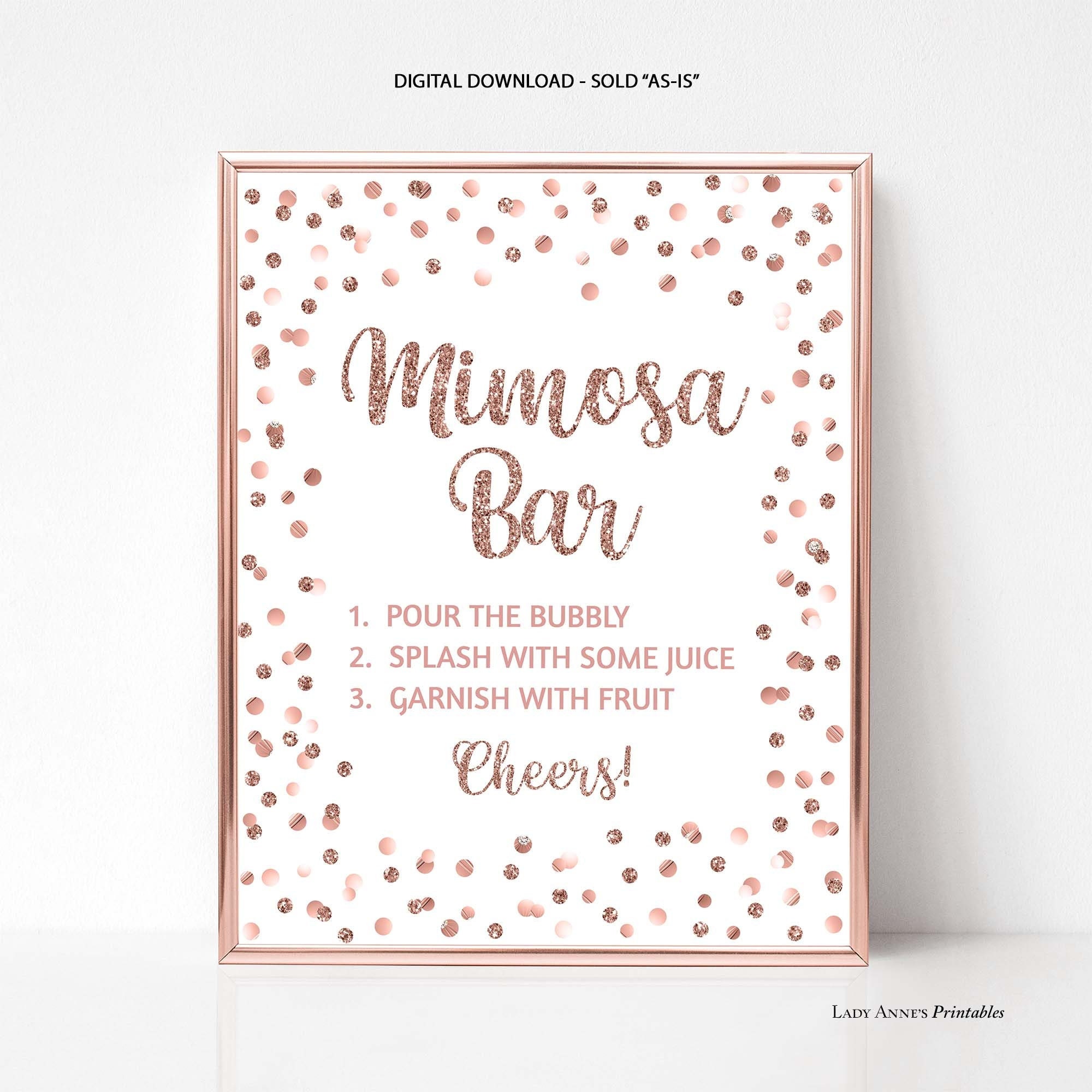 Momosa Bar Supplies Kit - Floral Momosa Bar Sign - Blush Pink Table Place Cards - Bridal Shower, Graduation Party, Bubbly Bar, Mimosa Bar, Birthday