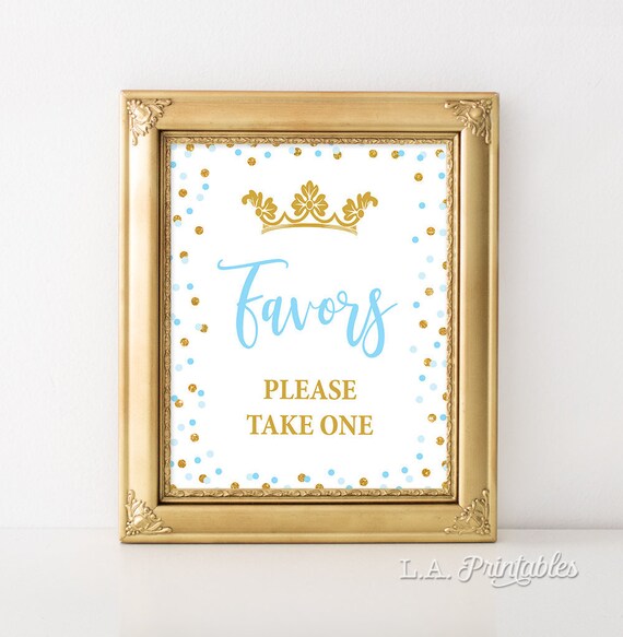 Favor Party Sign Little Prince Favor Sign Light Blue Gold Etsy