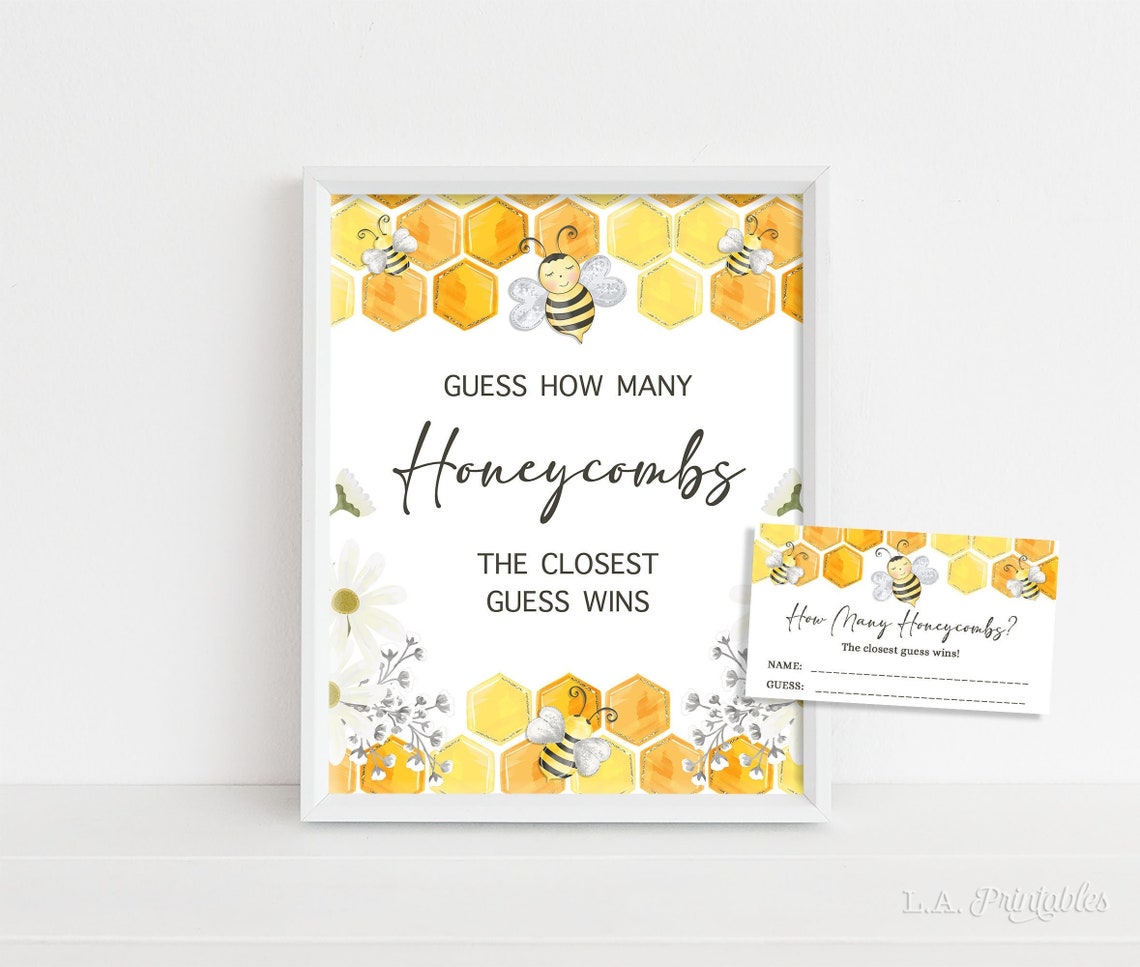 Guess How Many Honeycombs Baby Shower Game Honey Bee Guess - Etsy