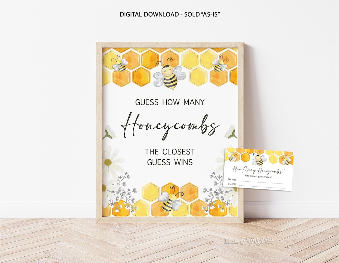 Guess How Many Honeycombs Baby Shower Game, Honey Bee Guess How Many ...