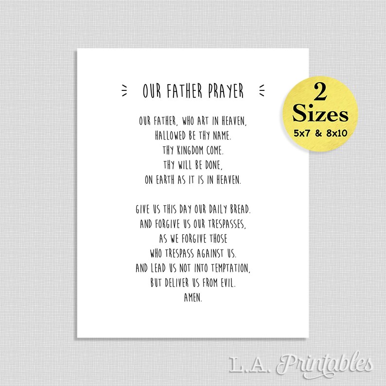 Our Father Prayer Art Print Our Father Who Art in Heaven Wall - Etsy