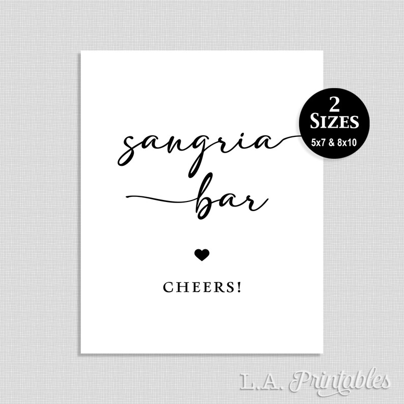 Sangria Bar Minimalist Printable Party Sign Wedding Sign | Etsy