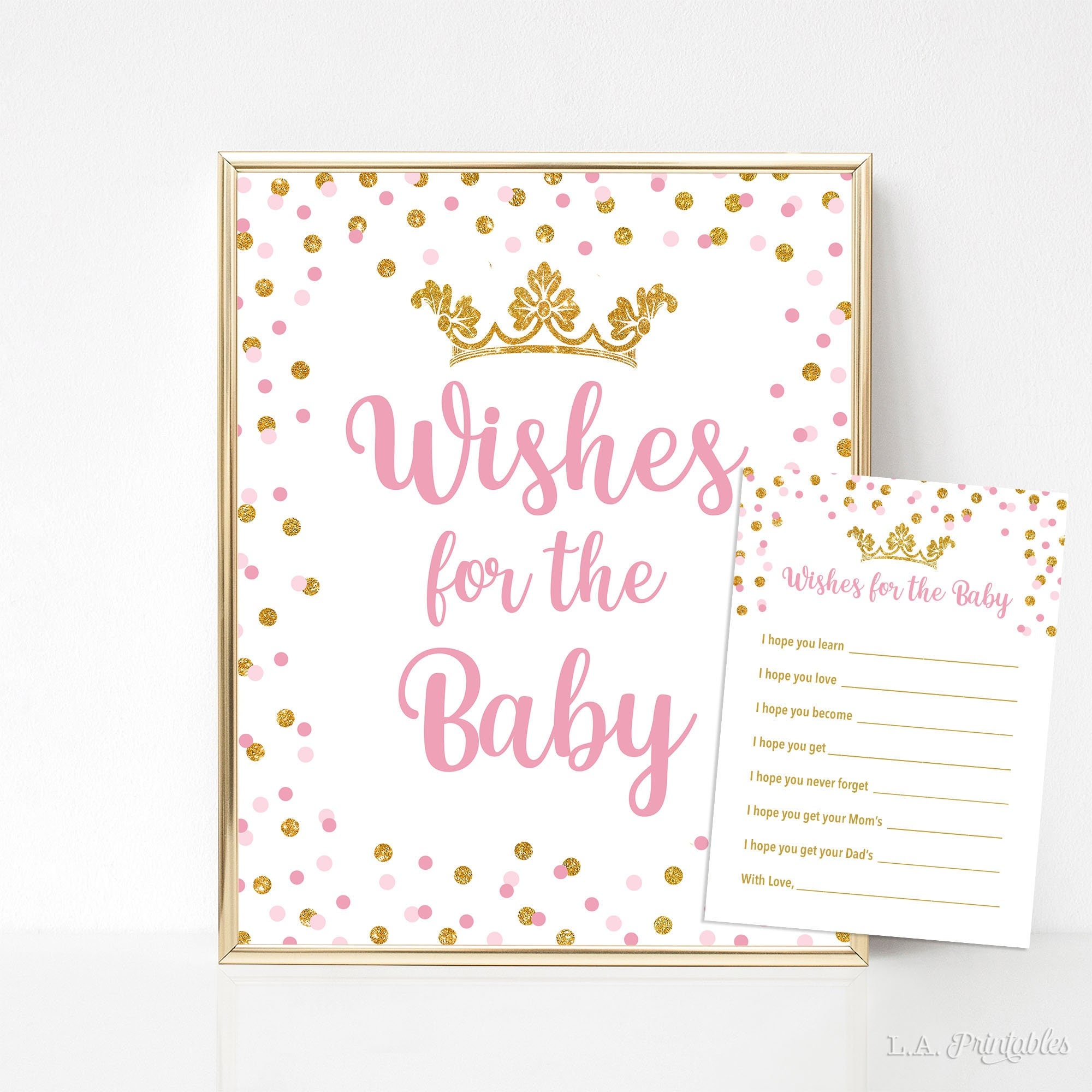 Princess Wishes For Baby Sign and Cards, Pink & Gold Princess Baby Shower  Activity, INSTANT DOWNLOAD -  France