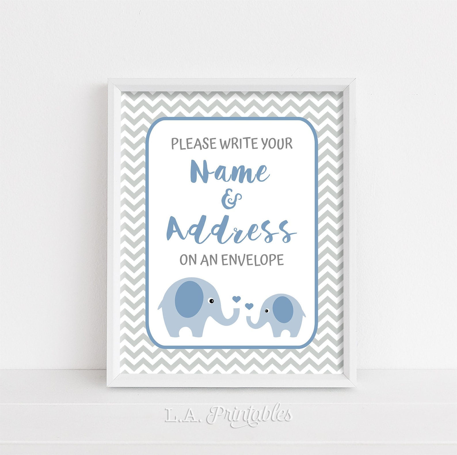 Address an Envelope Baby Shower Sign Blue Elephants Printable | Etsy