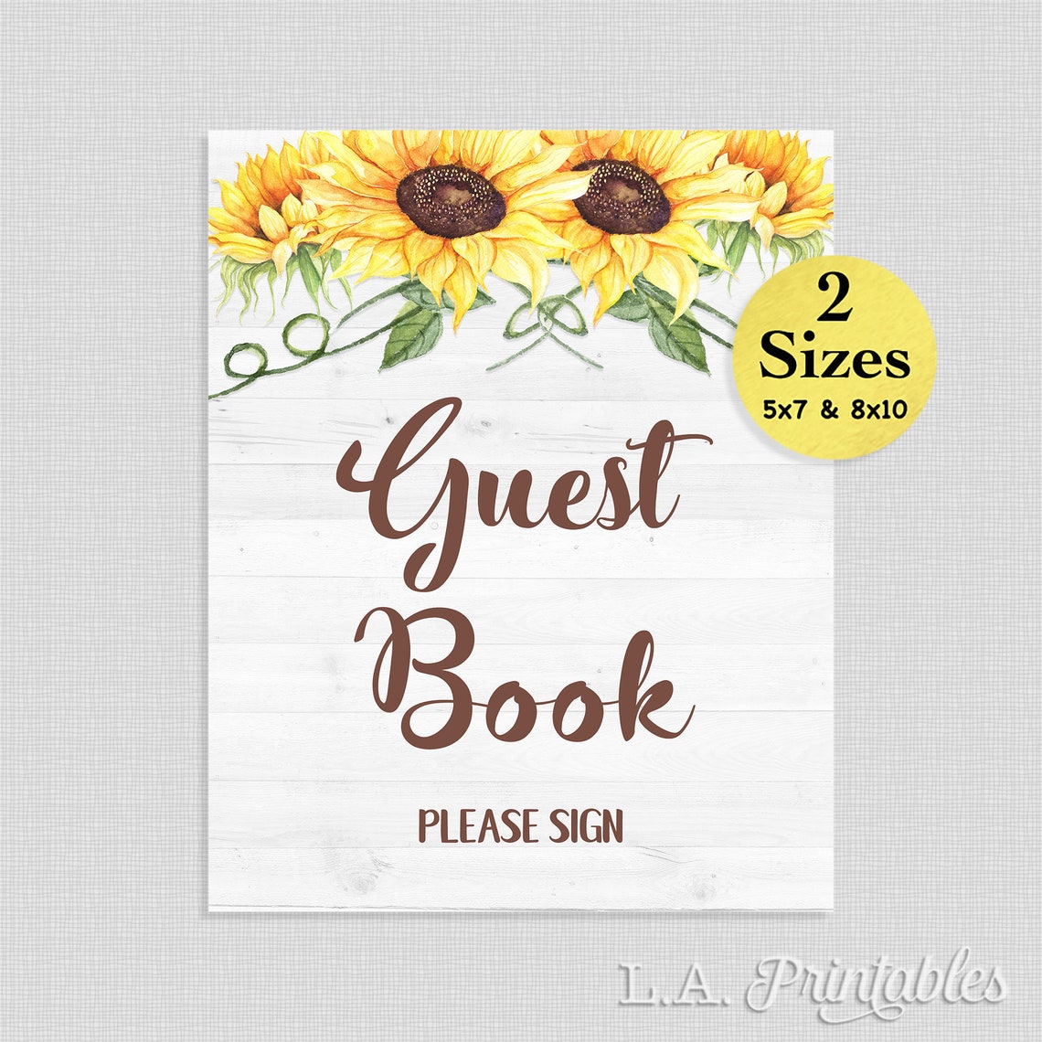 Sunflower Guest Book Sign Yellow Sunflower Shower Table Sign Etsy