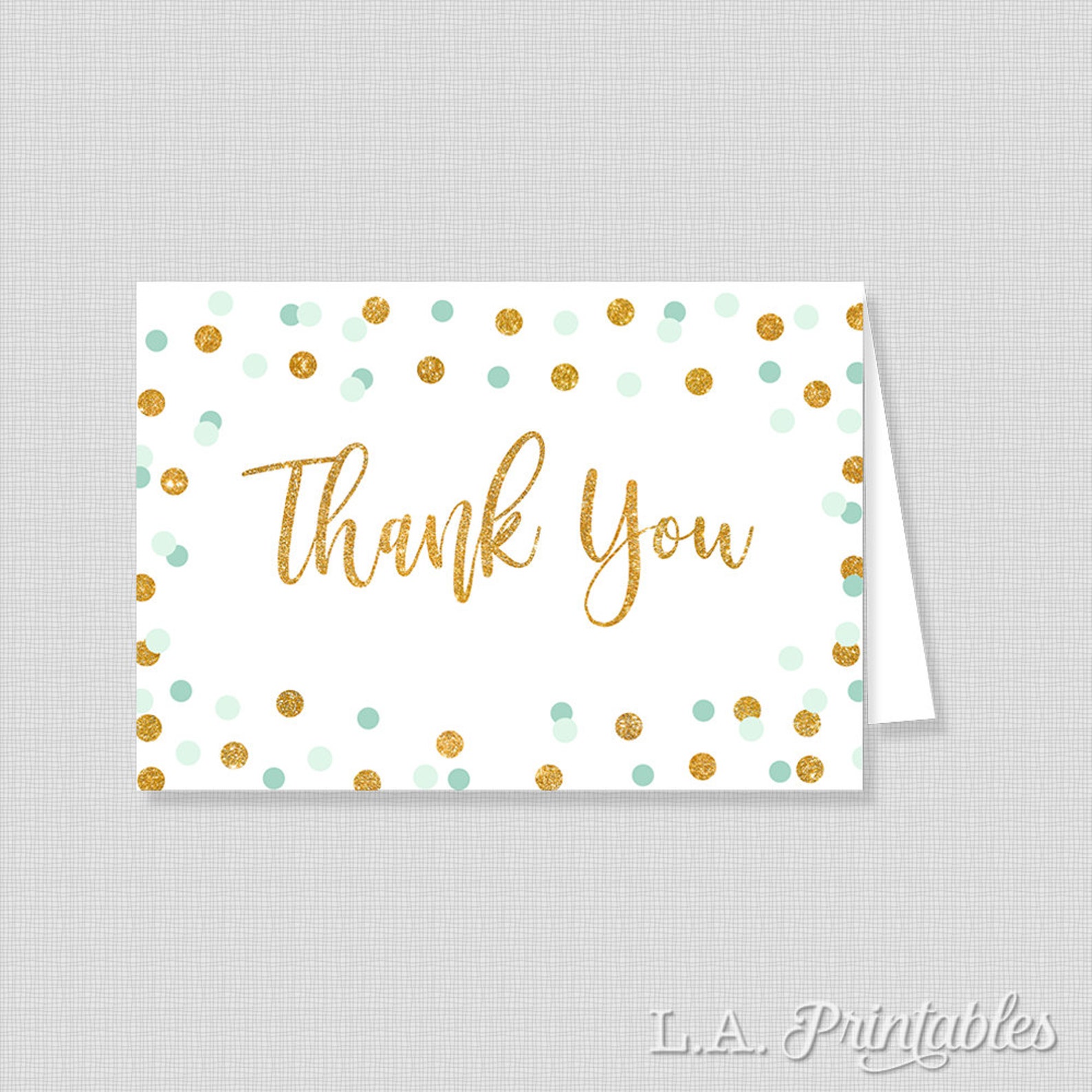 Mint and Gold Thank You Card Mint and Gold Glitter Confetti Etsy