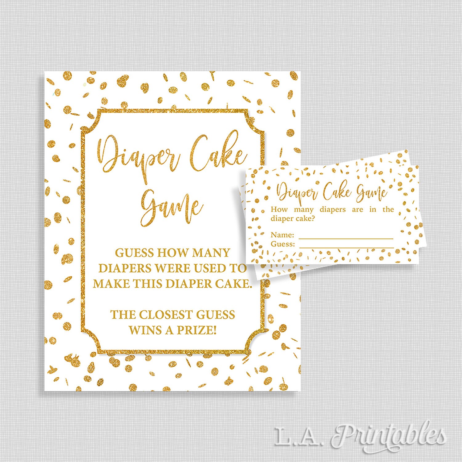 Diaper Cake Guessing Game White & Gold Glitter Confetti Etsy
