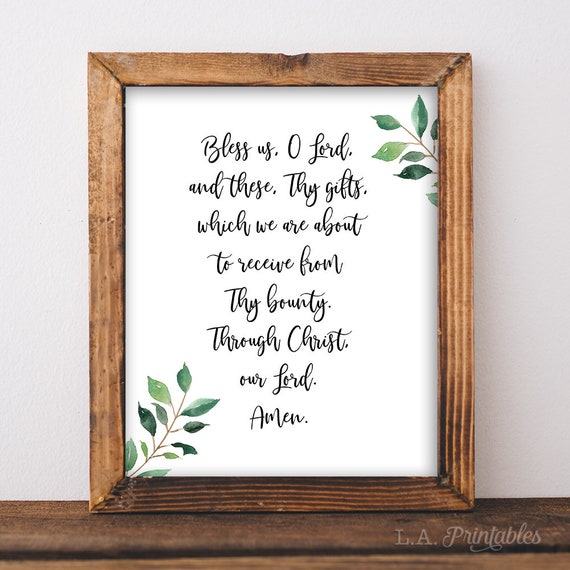 Grace Before Meals Prayer Art Print Bless Us O Lord Prayer Etsy