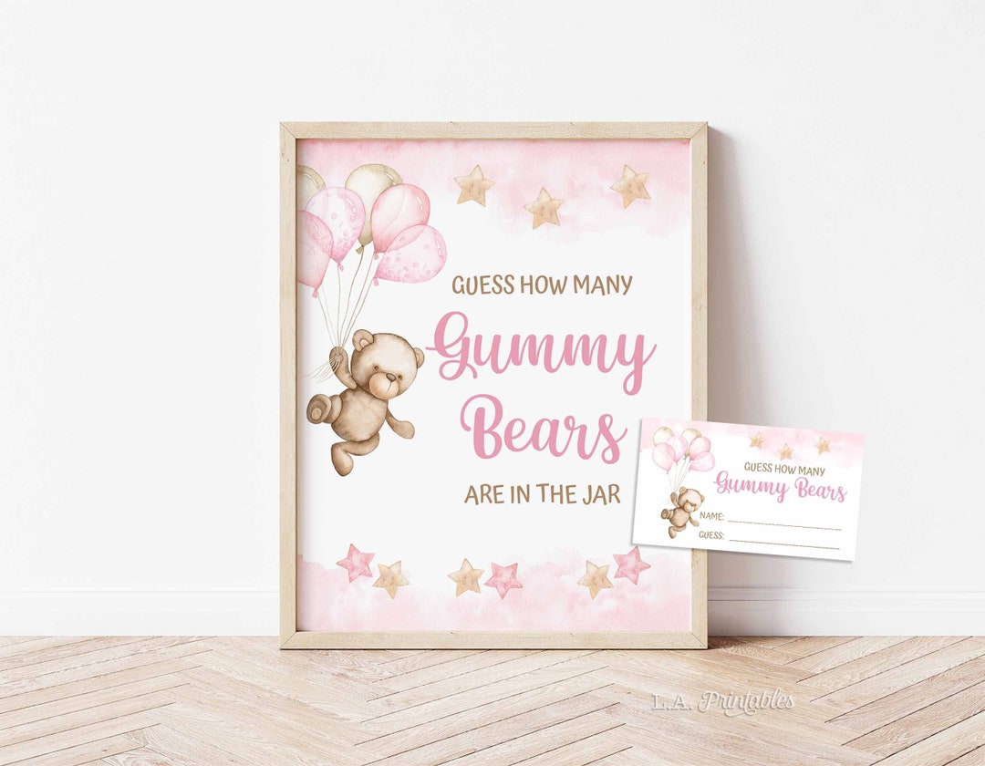 Guess How Many Gummy Bears Shower Game, Pink Teddy Bear Candy Guessing ...