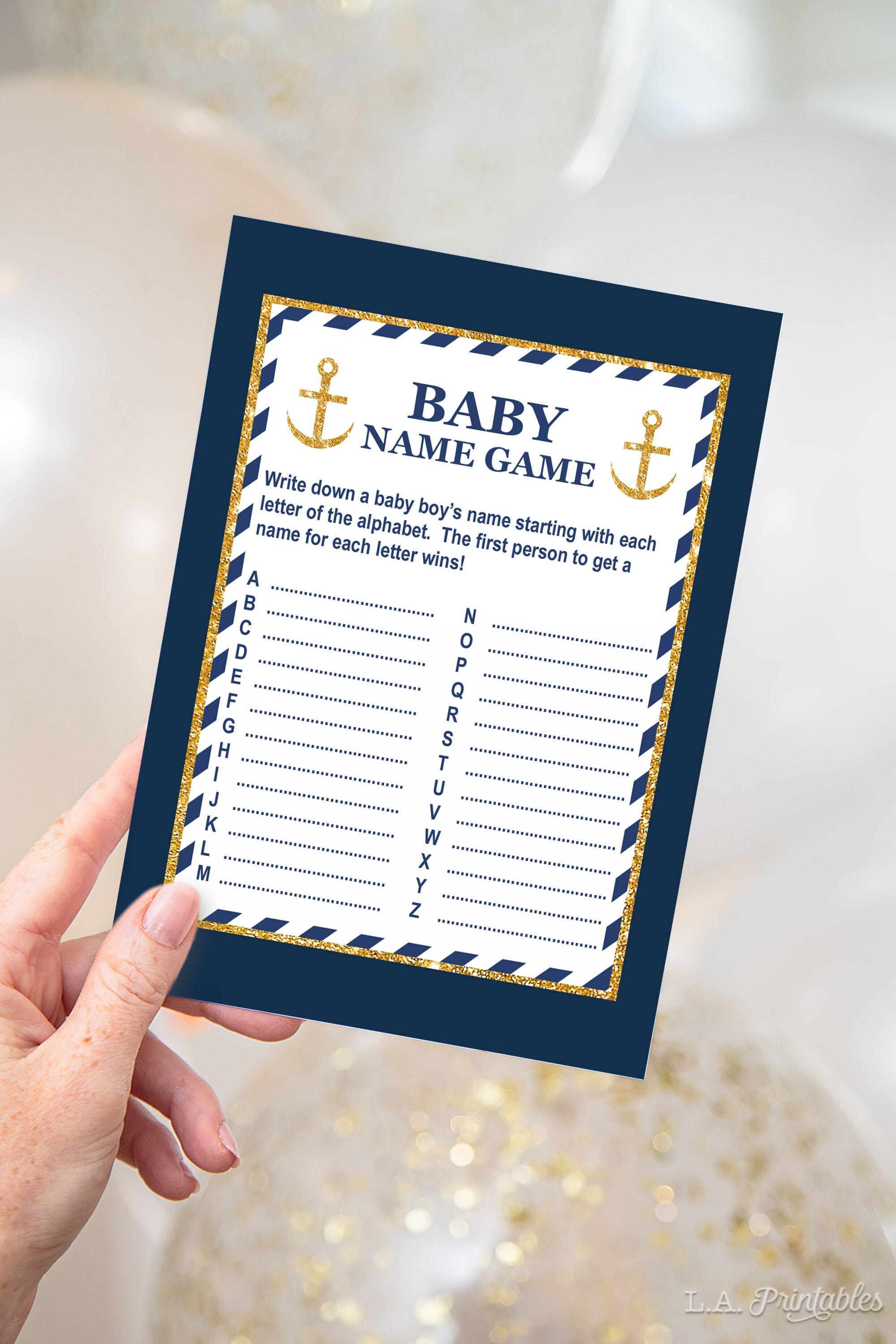 Nautical Baby Name Game Baby Shower Activity Navy Blue & - Etsy