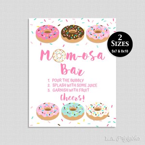 Mom-osa Bar Baby Shower Sign, Pink Donut Sprinkle Mimosa Sign, 2 Sizes ...