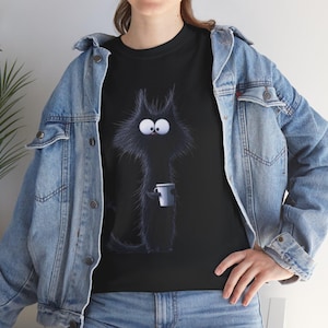 Cat and Coffee Funny Unisex Tee, Cat Lover Gift, Coffee Lover Shirt, Cat Lady Tshirt, Cat Mom Top