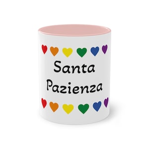 Ironic Mug “Santa Pazienza” – Funny Breakfast Mug, Work Gift, Ceramic 330ml | Italian Sarcastic Phrases