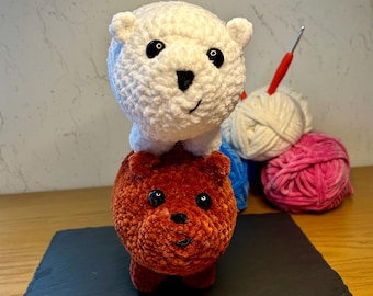 Crochet We Bare Bears Plushies: Handmade Chenille Yarn Amigurumi