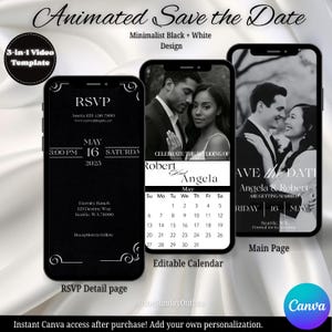Vídeo animado para salvar a data | Convite digital para casamento | Modelo editável do Canva | Convite moderno e atemporal para salvar a data | Convite de casamento faça você mesmo