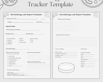 Microbiology Lab Tracker for Med & Nursing Students | Experiment Overview + Pathogen Profile | Printable Science Notebook PDF