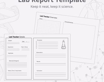 Printable Science Lab Report Template - Perfect for Student Experiments / 2 Page Science Sheet Laboratory Experiment Worksheet PDF / Digital