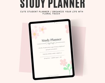 Floral Study Planner PDF | Aesthetic Printable & Digital Student Planner | Pomodoro + Daily, Weekly, Monthly Layouts