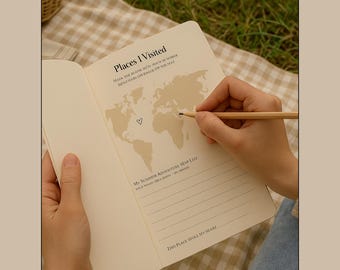 Personalized Travel Journal + Itinerary – Creative Diary Book | Summer Memory Journal | Vacation Travel Diary Photoalbum Digital Scrapbook