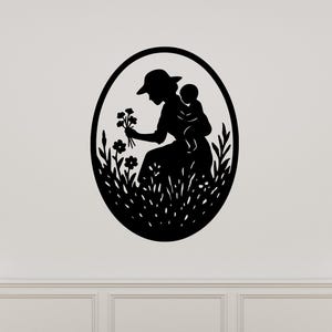 Mother and Child Metal Wall Art | Monet-Inspired Silhouette | Rustic Home Decor