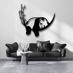 Panda Metal Wall Art – Modern Minimalist Silhouette Decor