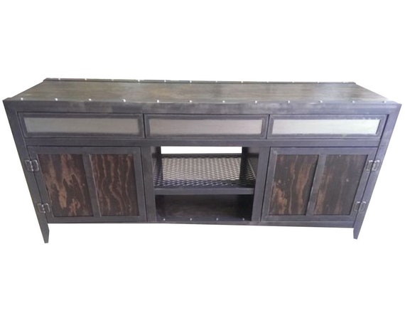 Industrial Media Console Cabinet With Drawers 006 Etsy