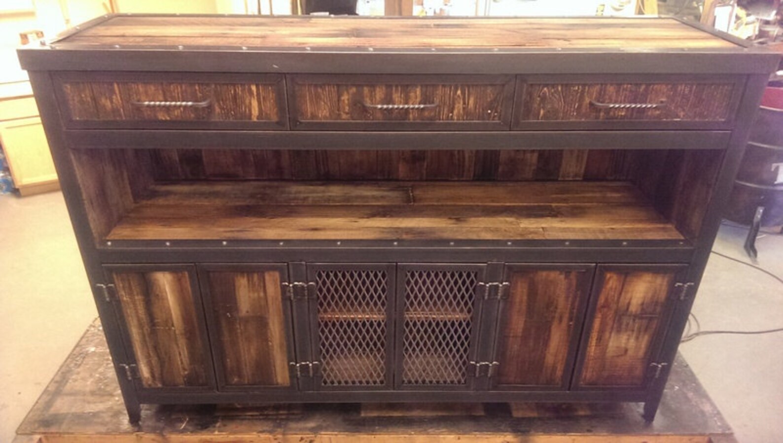 Medios industriales madera recuperada rústico gabinete 043 | Etsy