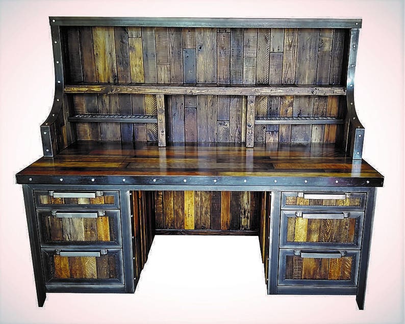 Industrial Reclaimed Wood Desk with hutch reclaimed wood and Etsy