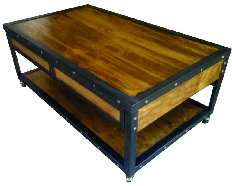 Industrial Coffee Table with Drawers 019 Industrial Style Etsy