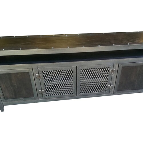 Industrial Media Console/ credenza . wood and steel . Component Niche  •  #003S