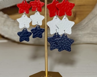 Star Spangled Leather Earrings