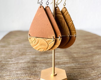Shorter Teardrop Leather Earrings - customizable!!