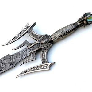 Custom Handmade HAND FORGED Damascus Steel BARBARIANS Sword Viking Sword -Norse Collectors Blade with Leather Wrapped Handle Limited Edition