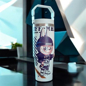 Labubu Custom Tumbler 40oz: Stainless Steel Travel Mug with Handle