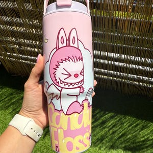 Labubu Tumbler: 30oz Anime Water Bottle with Handle