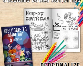 Inside Out 2 Birthday Coloring Book with Activities (Editable Digital File) IO02