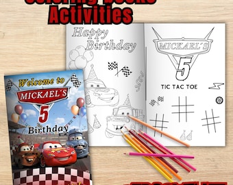 Editable Rayo McQueen Coloring Book, Cars Birthday Party (Digital File) C12
