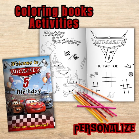 Editable Rayo McQueen Coloring Book, Cars Birthday Party (Digital File) C12